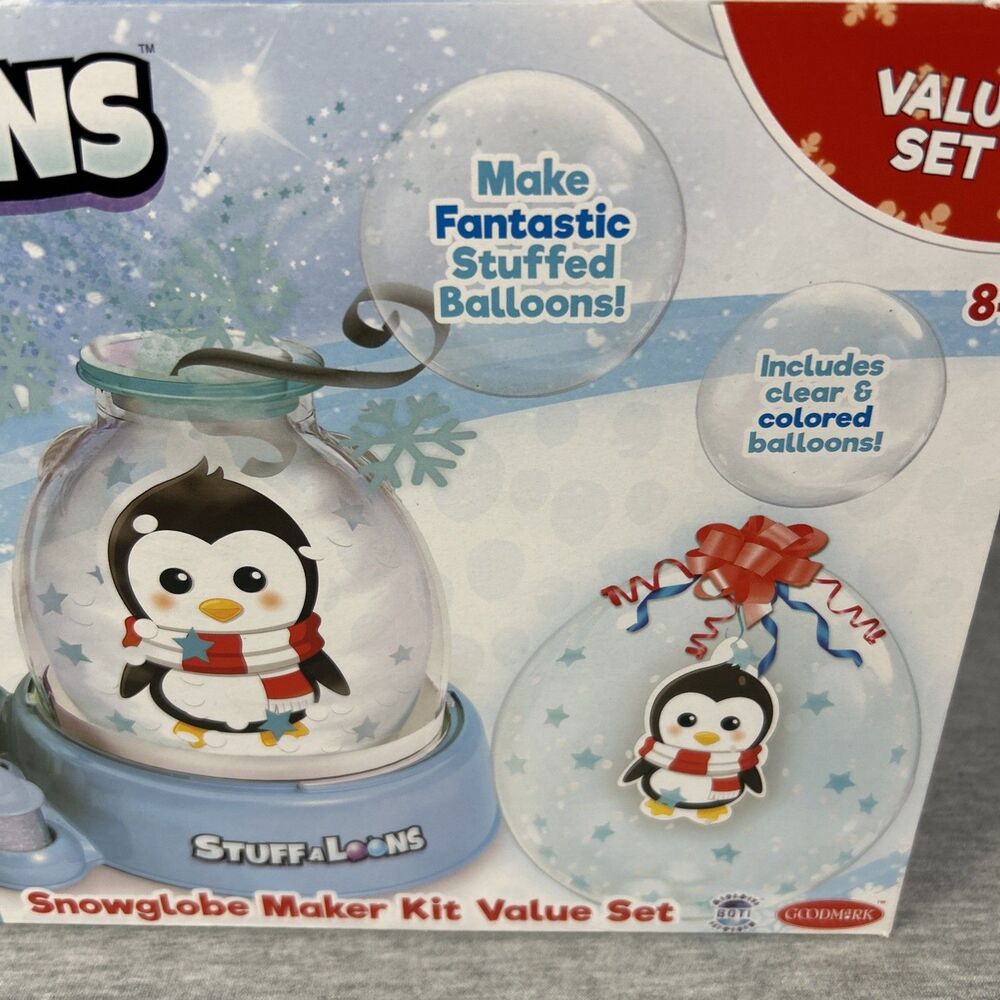 2! - Goodmark Stuffaloons Snow Globe Maker Kit Value Sets Penguin And Snowman! - Picture 5 of 16